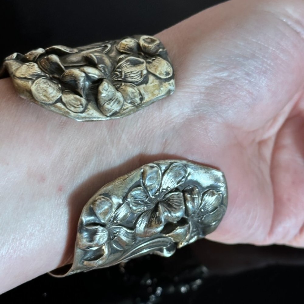 Gibson Girl Sterling Silver Art Nouveau Cuff Bracelet Victorian Antique Face 925 - Picture 7 of 7
